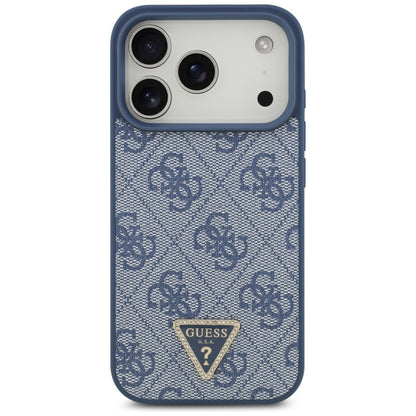 MagSafe hoesje voor Apple iPhone 17 Pro, Guess, 4G Triangle Strass, Blauw