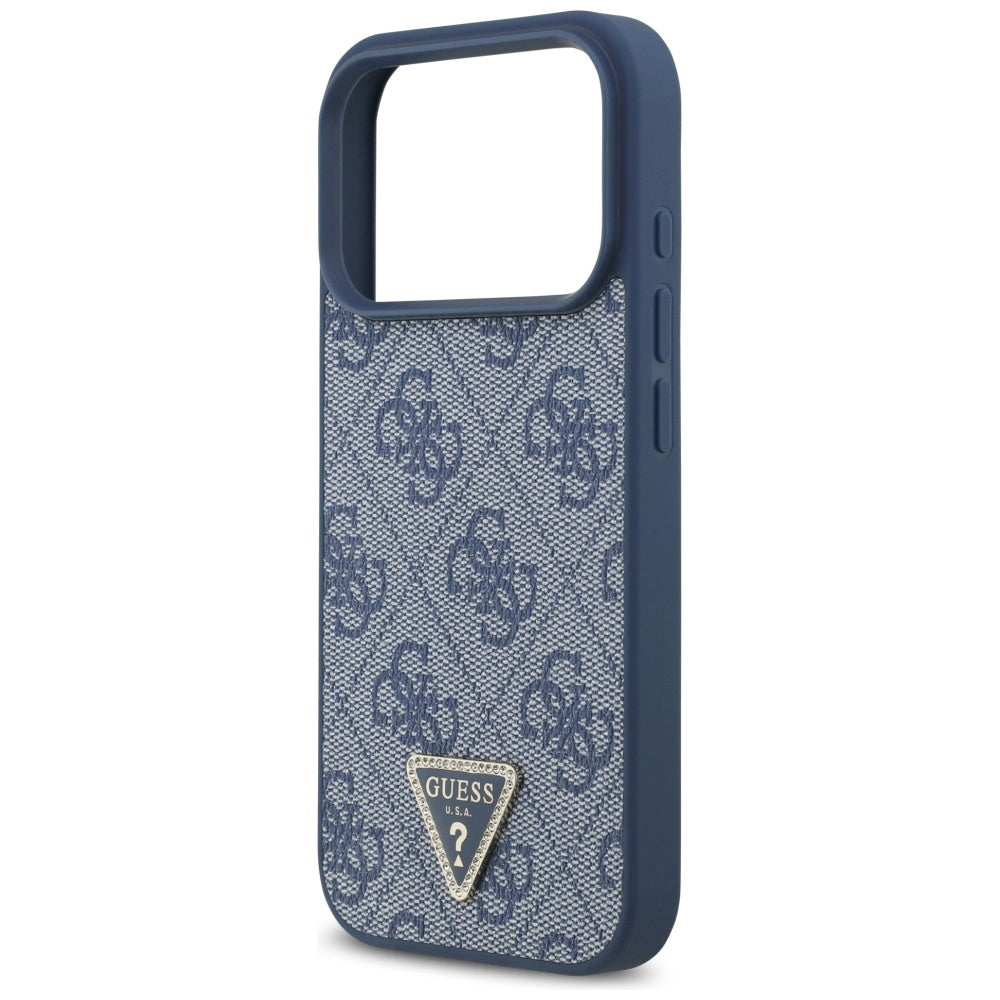 MagSafe hoesje voor Apple iPhone 17 Pro, Guess, 4G Triangle Strass, Blauw