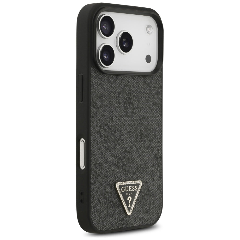 MagSafe hoesje voor Apple iPhone 17 Pro, Guess, 4G Triangle Strass, Zwart