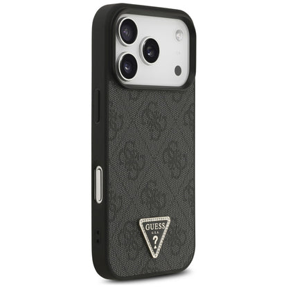 MagSafe hoesje voor Apple iPhone 17 Pro, Guess, 4G Triangle Strass, Zwart
