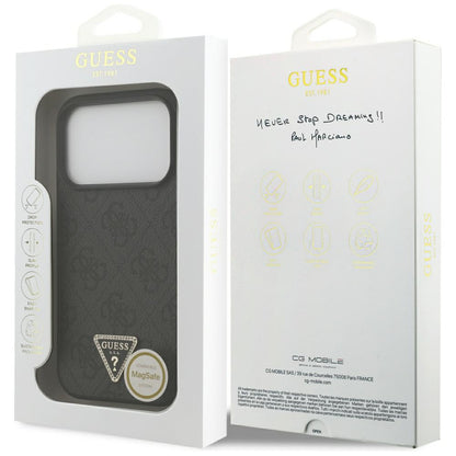 MagSafe hoesje voor Apple iPhone 17 Pro, Guess, 4G Triangle Strass, Zwart