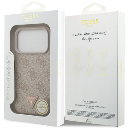 MagSafe hoesje voor Apple iPhone 17 Pro, Guess, 4G Triangle Strass, Roze