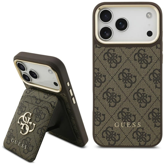 MagSafe hoesje voor Apple iPhone 17 Pro, Guess, Cardslot 4G, Bruin