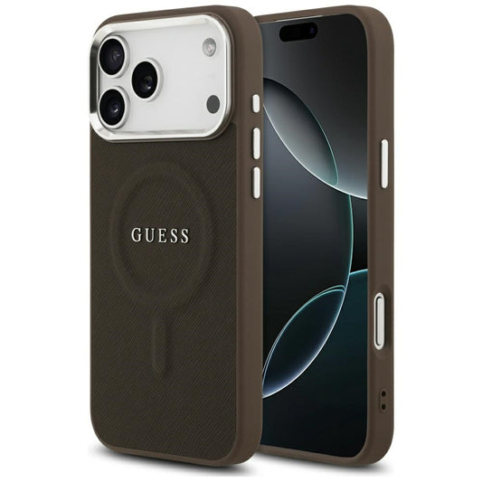 MagSafe hoesje voor Apple iPhone 17 Pro, Guess, Classic Logo, Bruin