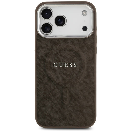 MagSafe hoesje voor Apple iPhone 17 Pro, Guess, Classic Logo, Bruin