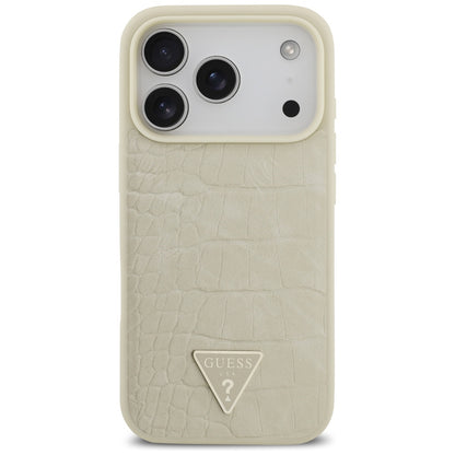 MagSafe hoesje voor Apple iPhone 17 Pro, Guess, Croco Triangle Logo, Goud