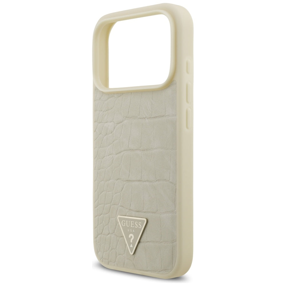 MagSafe hoesje voor Apple iPhone 17 Pro, Guess, Croco Triangle Logo, Goud