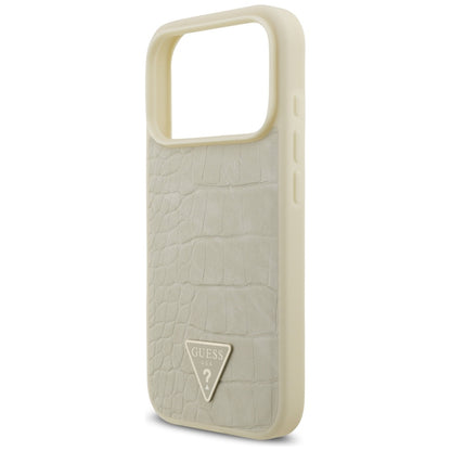 MagSafe hoesje voor Apple iPhone 17 Pro, Guess, Croco Triangle Logo, Goud