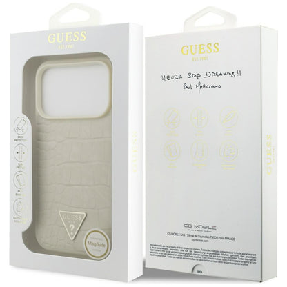 MagSafe hoesje voor Apple iPhone 17 Pro, Guess, Croco Triangle Logo, Goud
