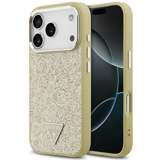 MagSafe hoesje voor Apple iPhone 17 Pro, Guess, Glitter Triangle Logo, Goud