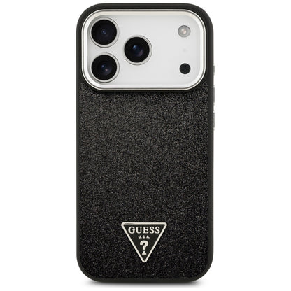 MagSafe hoesje voor Apple iPhone 17 Pro, Guess, Glitter Triangle Logo, Zwart
