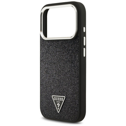 MagSafe hoesje voor Apple iPhone 17 Pro, Guess, Glitter Triangle Logo, Zwart