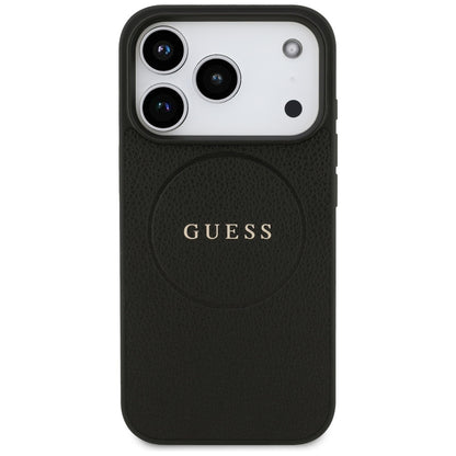 MagSafe hoes voor Apple iPhone 17 Pro, Guess, Grained Gold Ring, Zwart