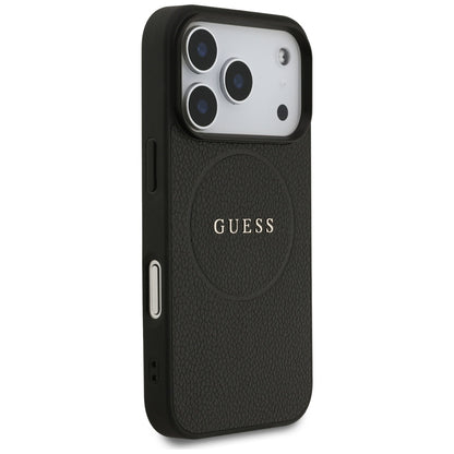 MagSafe hoes voor Apple iPhone 17 Pro, Guess, Grained Gold Ring, Zwart