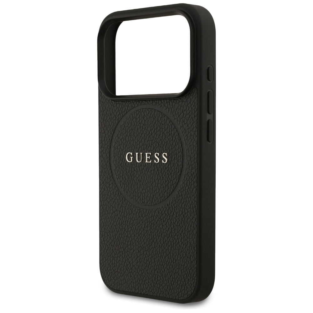 MagSafe hoes voor Apple iPhone 17 Pro, Guess, Grained Gold Ring, Zwart