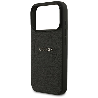 MagSafe hoes voor Apple iPhone 17 Pro, Guess, Grained Gold Ring, Zwart