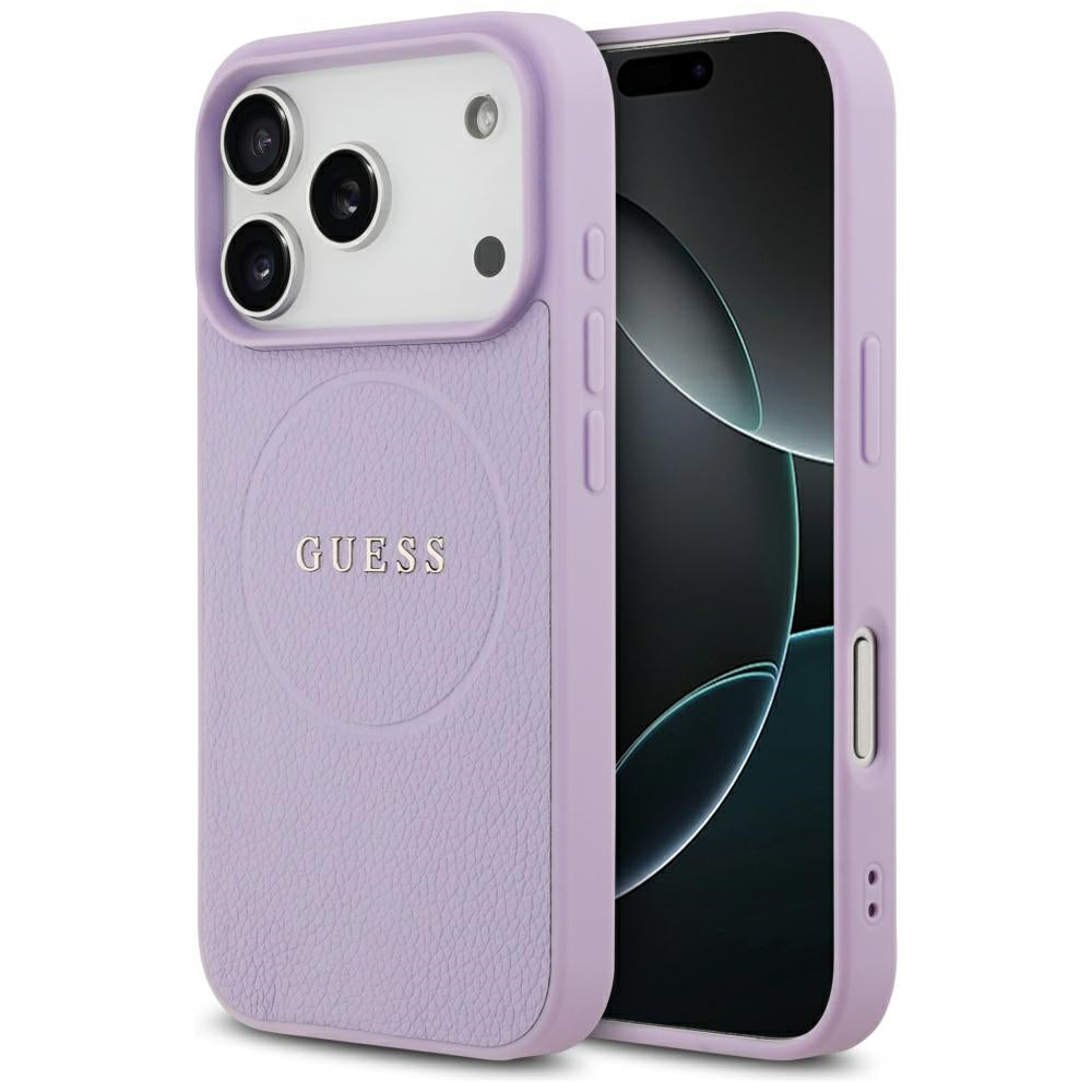 MagSafe hoes voor Apple iPhone 17 Pro, Guess, Grained Gold Ring, Roze
