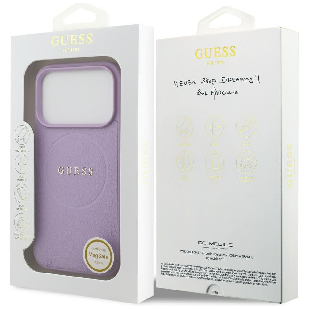 MagSafe hoes voor Apple iPhone 17 Pro, Guess, Grained Gold Ring, Roze