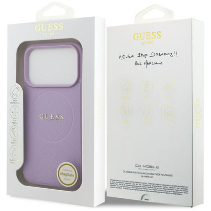 MagSafe hoes voor Apple iPhone 17 Pro, Guess, Grained Gold Ring, Roze