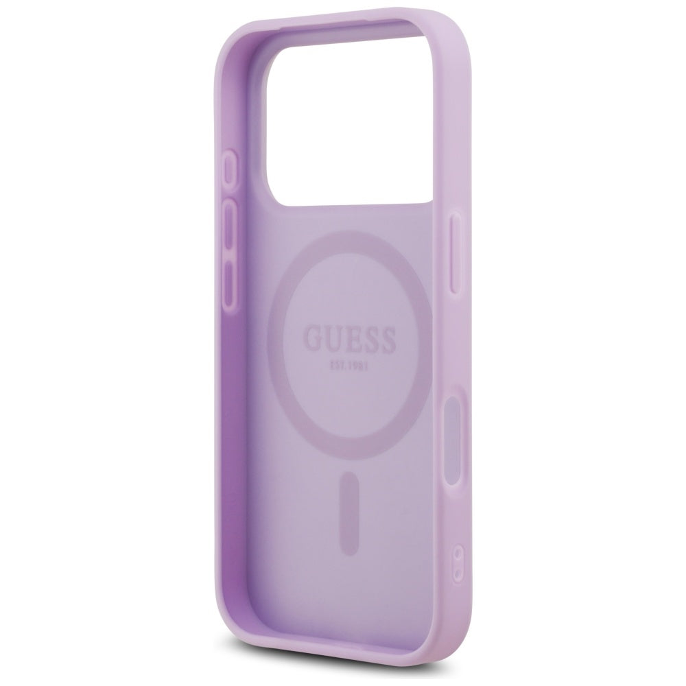 MagSafe hoes voor Apple iPhone 17 Pro, Guess, Grained Gold Ring, Roze