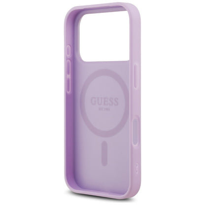 MagSafe hoes voor Apple iPhone 17 Pro, Guess, Grained Gold Ring, Roze