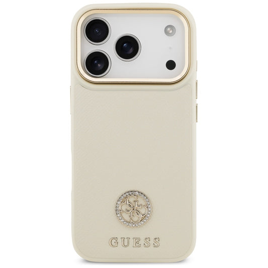 MagSafe hoesje voor Apple iPhone 17 Pro, Guess, Grained Strass Logo, Beige