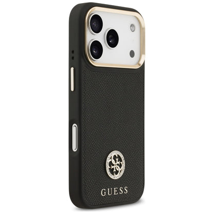MagSafe hoesje voor Apple iPhone 17 Pro, Guess, Grained Strass Logo, Zwart