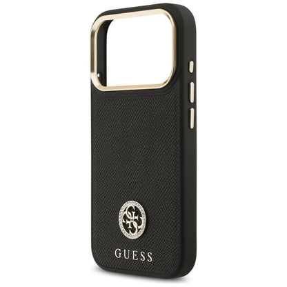 MagSafe hoesje voor Apple iPhone 17 Pro, Guess, Grained Strass Logo, Zwart