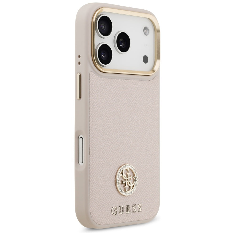 MagSafe hoesje voor Apple iPhone 17 Pro, Guess, Grained Strass Logo, Roze