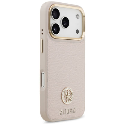 MagSafe hoesje voor Apple iPhone 17 Pro, Guess, Grained Strass Logo, Roze