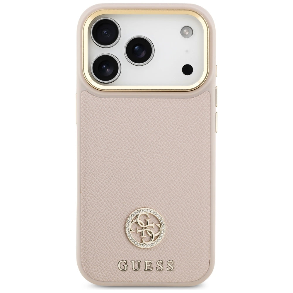 MagSafe hoesje voor Apple iPhone 17 Pro, Guess, Grained Strass Logo, Roze