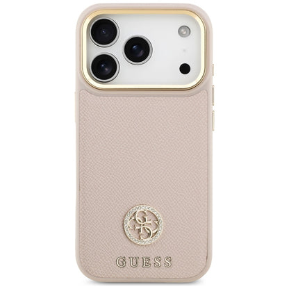 MagSafe hoesje voor Apple iPhone 17 Pro, Guess, Grained Strass Logo, Roze
