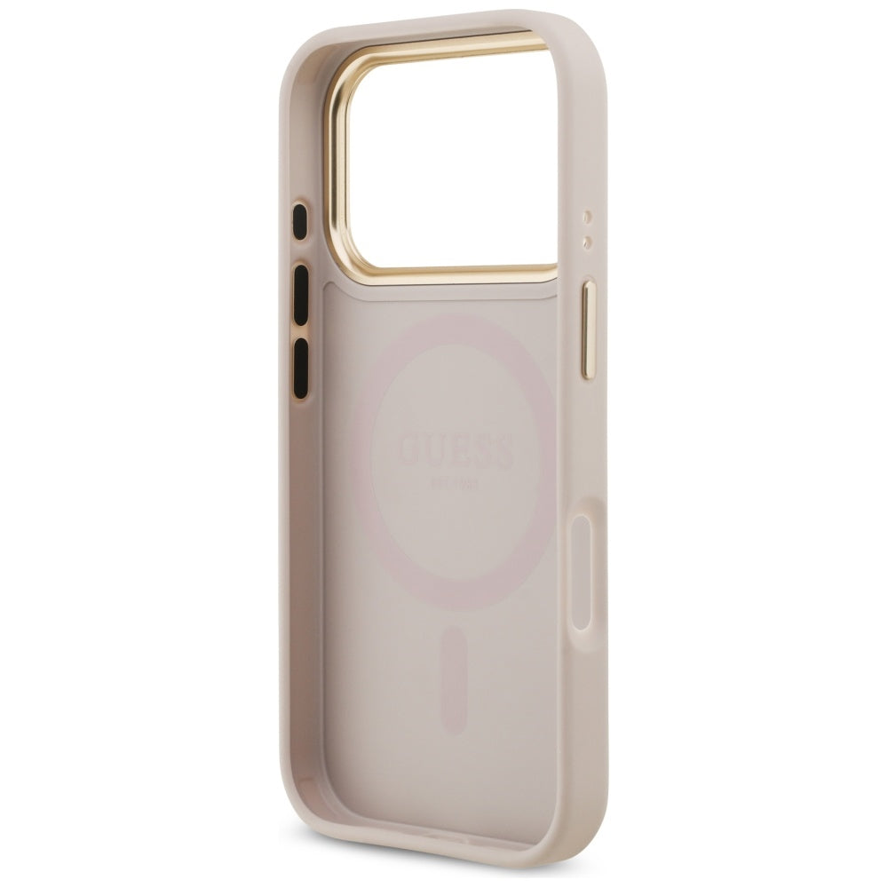 MagSafe hoesje voor Apple iPhone 17 Pro, Guess, Grained Strass Logo, Roze