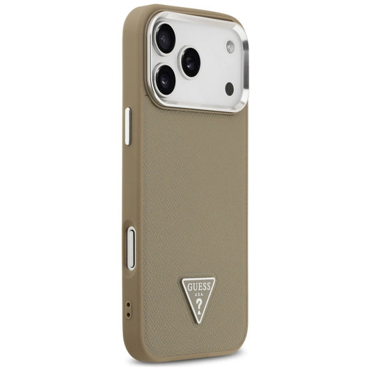 MagSafe hoesje voor Apple iPhone 17 Pro, Guess, Grained Triangle Logo, Bruin