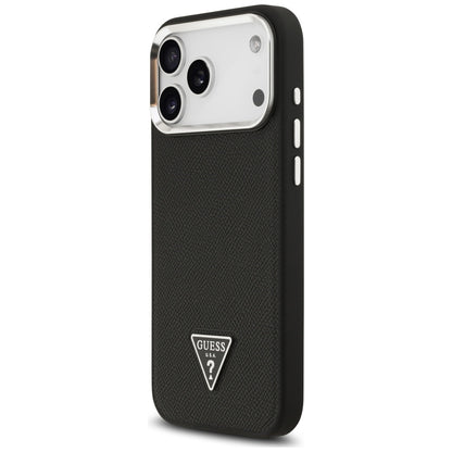 MagSafe hoesje voor Apple iPhone 17 Pro, Guess, Grained Triangle Logo, Zwart