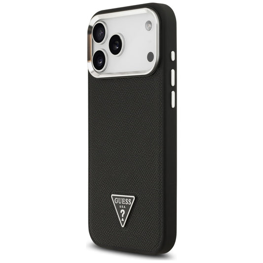 MagSafe hoesje voor Apple iPhone 17 Pro, Guess, Grained Triangle Logo, Zwart