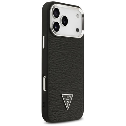 MagSafe hoesje voor Apple iPhone 17 Pro, Guess, Grained Triangle Logo, Zwart