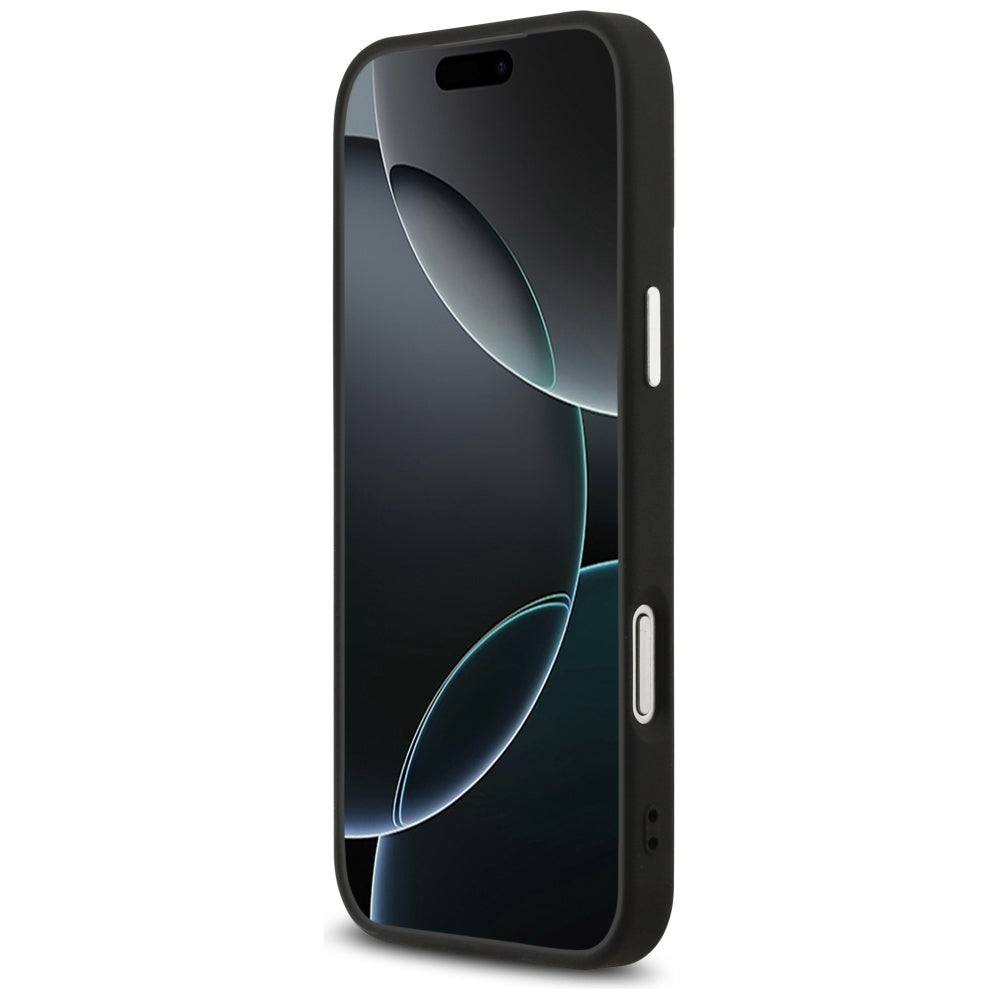 MagSafe hoesje voor Apple iPhone 17 Pro, Guess, Grained Triangle Logo, Zwart
