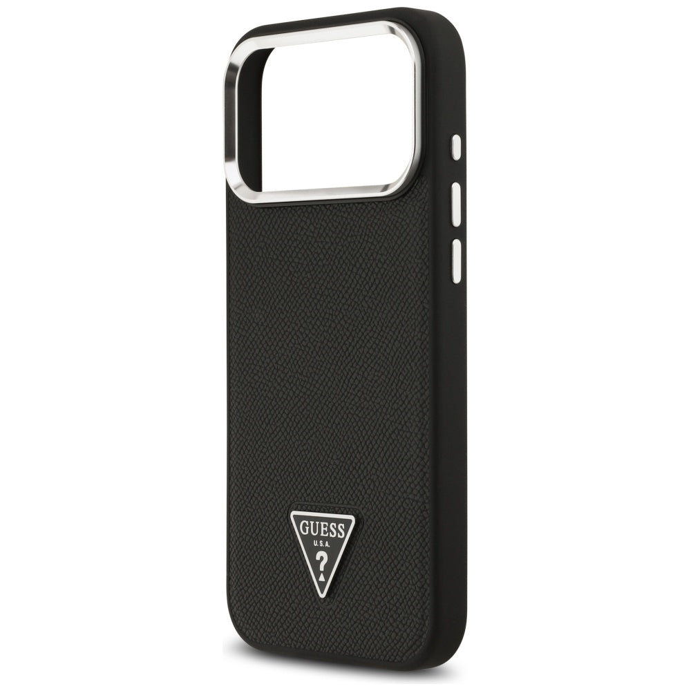 MagSafe hoesje voor Apple iPhone 17 Pro, Guess, Grained Triangle Logo, Zwart