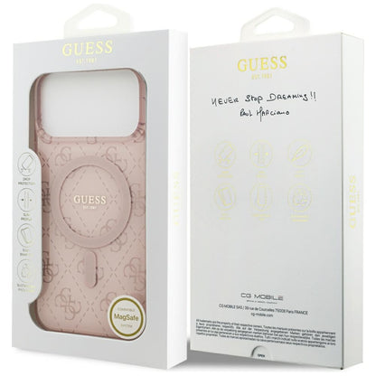 MagSafe hoesje voor Apple iPhone 17 Pro, Guess, IML 4G Achtergrond, Roze