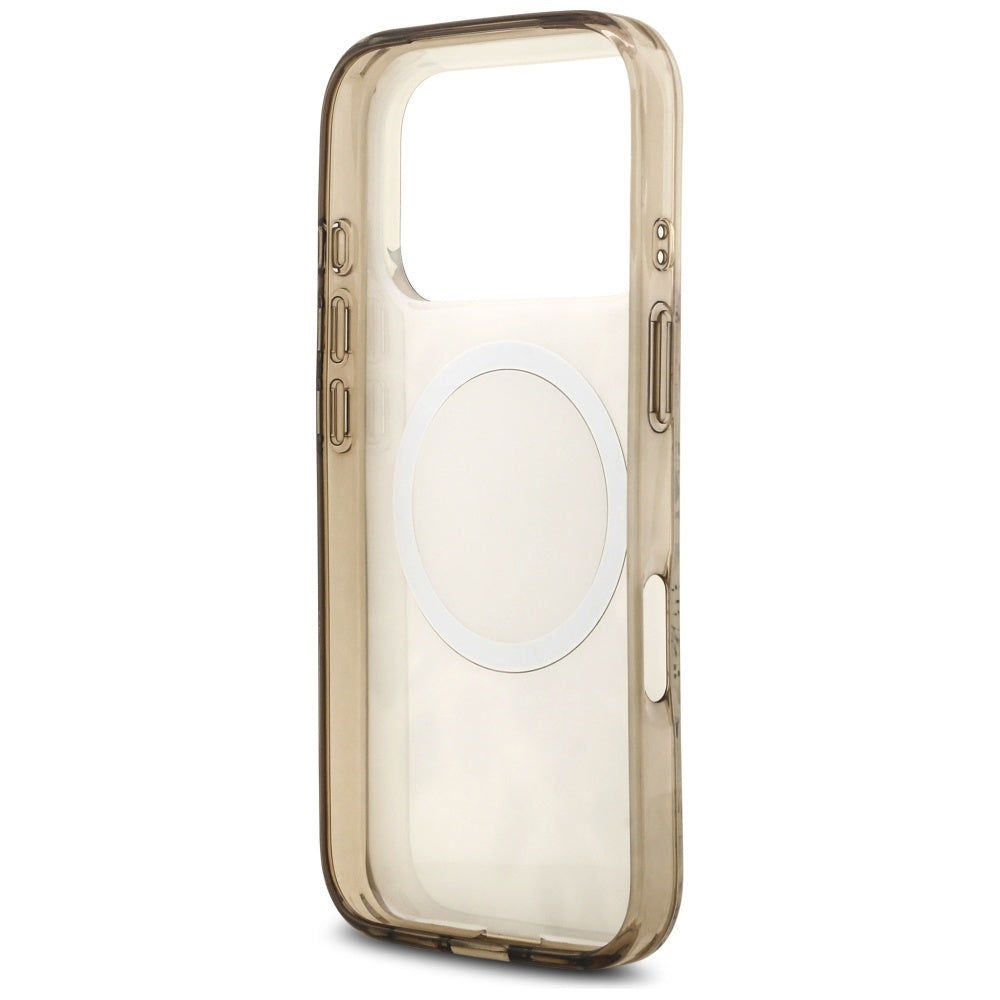 MagSafe hoesje voor Apple iPhone 17 Pro, Guess, IML Flower and Tonal Circle, Bruin