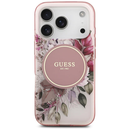 MagSafe hoesje voor Apple iPhone 17 Pro, Guess, IML Flower and Tonal Circle, Roze