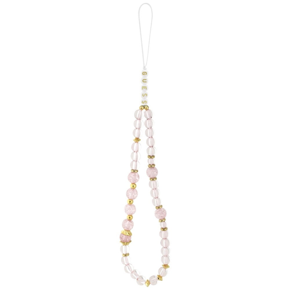 MagSafe hoesje voor Apple iPhone 17 Pro, Guess, IML Flowers met Parelband, Roze