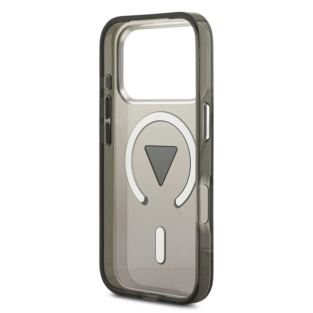 MagSafe hoesje voor Apple iPhone 17 Pro, Guess, IML Gradient Triangle Logo, Zwart Zilver