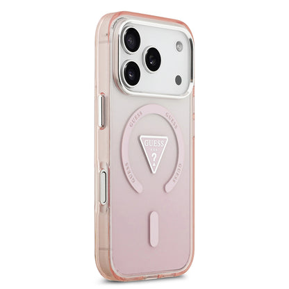 MagSafe hoesje voor Apple iPhone 17 Pro, Guess, IML Gradient Triangle Logo, Roze