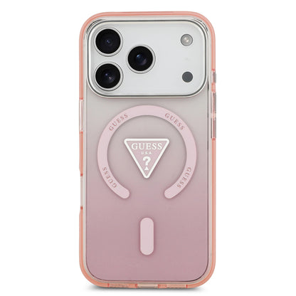 MagSafe hoesje voor Apple iPhone 17 Pro, Guess, IML Gradient Triangle Logo, Roze