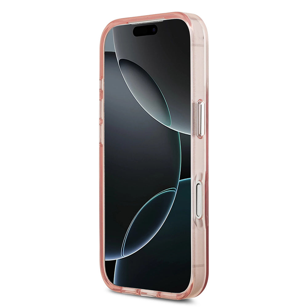 MagSafe hoesje voor Apple iPhone 17 Pro, Guess, IML Gradient Triangle Logo, Roze
