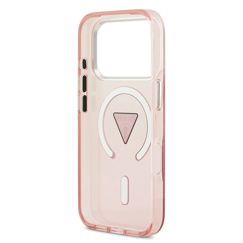 MagSafe hoesje voor Apple iPhone 17 Pro, Guess, IML Gradient Triangle Logo, Roze