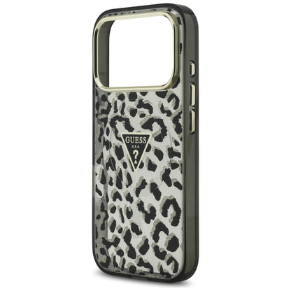 MagSafe hoesje voor Apple iPhone 17 Pro, Guess, Leopard Glitter, Zwart