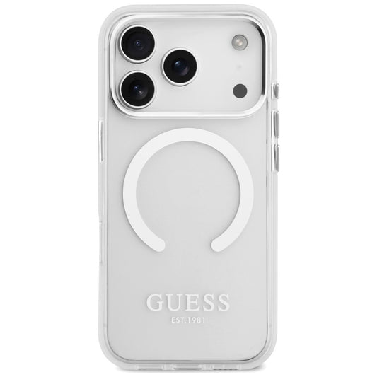 MagSafe hoesje voor Apple iPhone 17 Pro, Guess, Metal Outline, Zilverkleurig